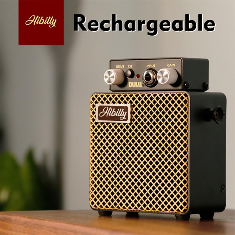 HiBilly Dull3 Full-Metal Mini Guitar Amplifier, Rechargeable 3W Pocket Micro Amp with Clean/Overdrive/Distortion Modes, 3" Speaker, 1200mAh Battery - Image 4